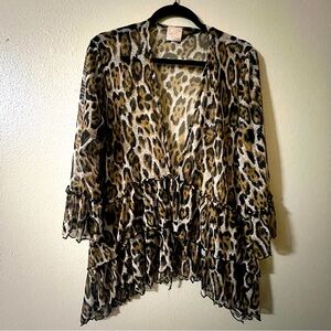 Cheetah Windsor mesh top